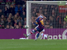 Leo hizo el 3-1 con un golpeo impecable. Captura/MovistarLaLiga