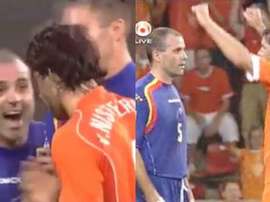 Van Nistelrooy se vengó en pleno partido. Captura/Youtube
