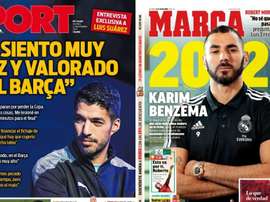 Portadas de la prensa deportiva del 22-11-19. Montaje/Sport/Marca