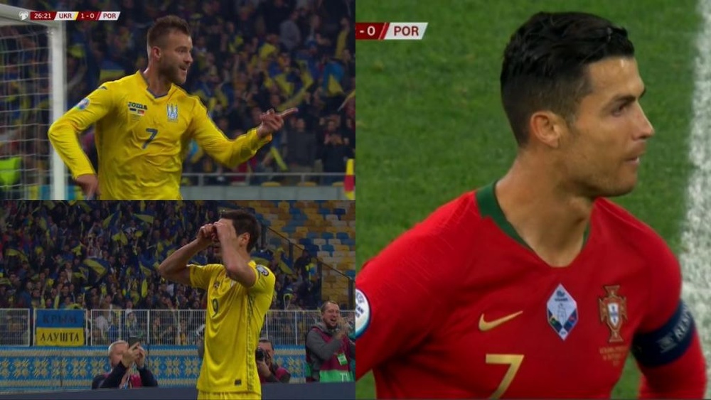 Ukraine beat Portugal. Capturas/ESPN/FutbolMediaset