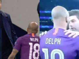 Gran cabreo de Pochettino con Delph tras la lesión de Kane. Capturas/Movistar