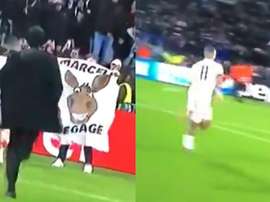 Depay se encaró con un ultra que se rió de un compañero. Capturas/Canal+