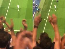 Así celebró el capitán del Brujas el empate con la afición. Capturas/Alexander87