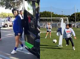 Alex Morgan no ha dejado de entrenar pese a su embarazo. Twitter/USWNT/BeastModeSoccer