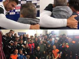 El jugador uruguayo no pudo evitar las lágrimas. Twitter/ExtremaduraUD