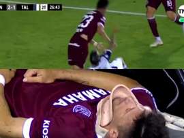 Tremenda patada de Bustos a Guerreño. Captura/TNT