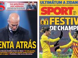 Capas dos jornais espanhóis AS e Sport.