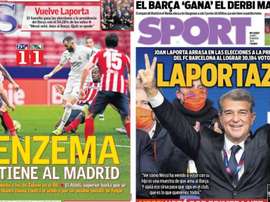 Capas dos jornais espanhóis AS e Sport.