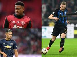 Los tres protagonistas del mercado del United. AFP