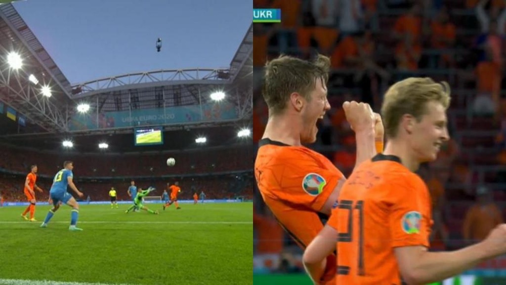 Wijnaldum y Weghorst derribaron el muro de Ucrania. Captura/Telecinco
