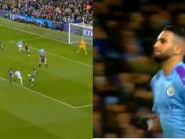 Mahrez se 'vengó' del Leicester: marcó y lo celebró como loco. Capturas/DAZN