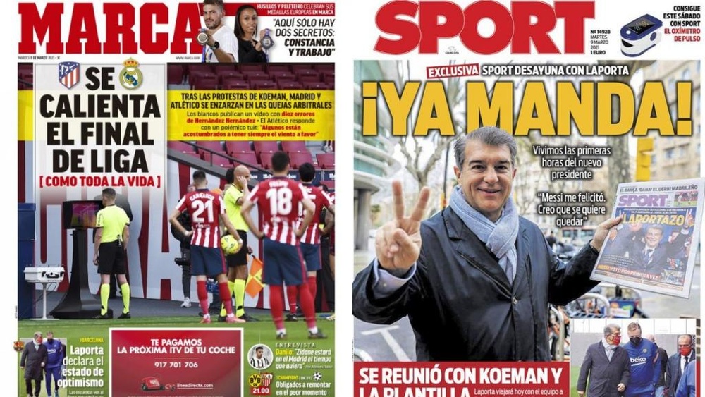 As capas da imprensa esportiva. Marca/Sport