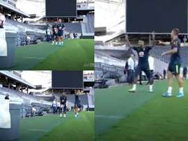 Neymar le hizo trampa a Arthur en el juego. Capturas/CBFFutebol