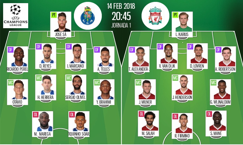 Les Compos Officielles Du Match De Ligue Des Champions Entre Porto Et Liverpool