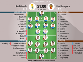 Onces del Oviedo-Zaragoza. BeSoccer