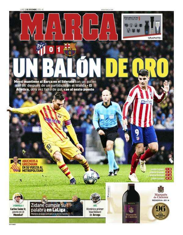 portada del diario marca del 02 12 2019 marca