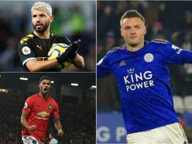 Jamie Vardy é o líder da lista de artilheiros da Premier League. Montagem EFE/AFP