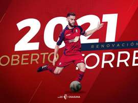Roberto Torres, renovado. Twitter/CAOsasuna