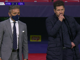 A Simeone se le escuchó tras el final de la primera parte. Captura/ESPN