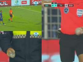 Un aficionado del 'Decano' intentó agredir al asistente con un bloque de hielo. Captura/FOXSports