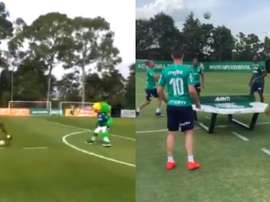 Usain Bolt visitó las instalaciones de Palmeiras y se vistió de corto. Twitter/usainbolt