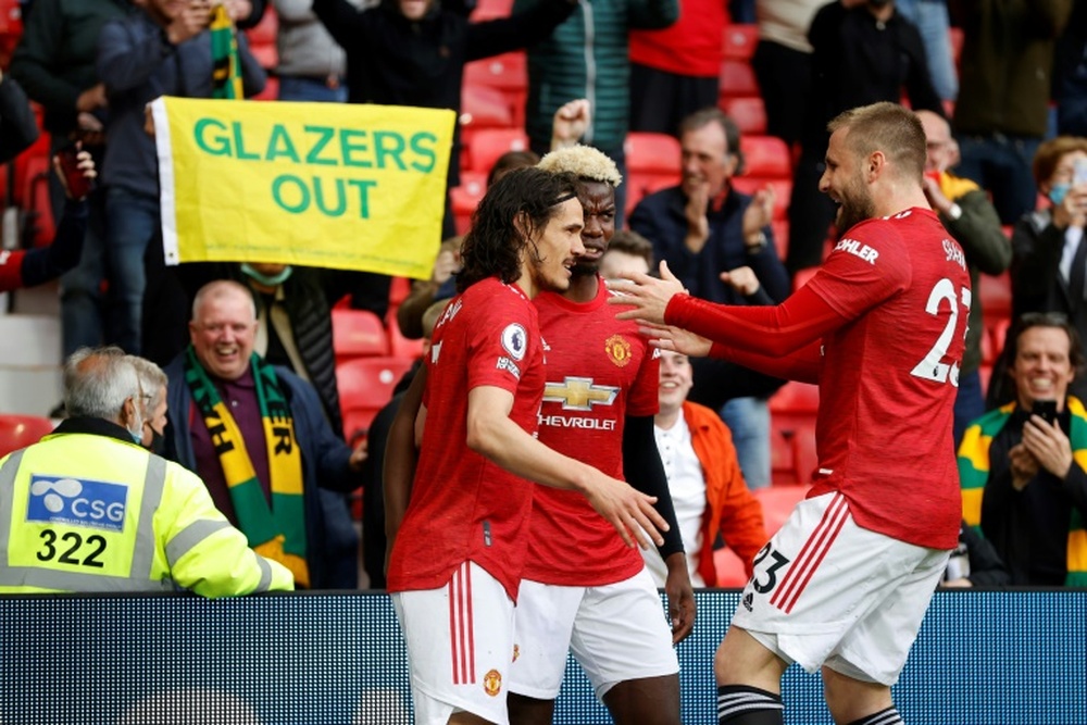 Edinson Cavani opened the scoring in style for United. AFP