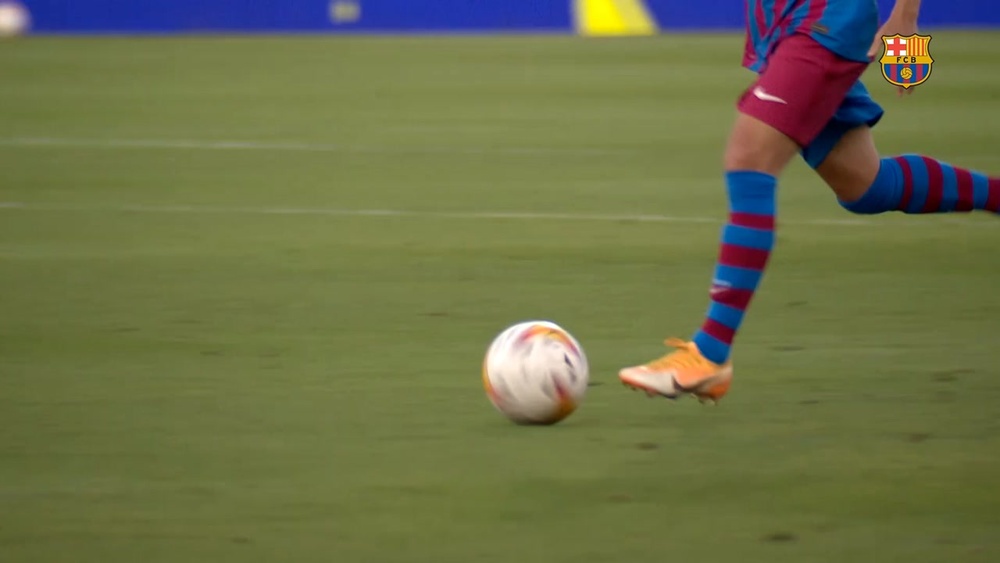 El primer partido de pretemporada 2021-22 de Hiroki Abe en el Barça. Captura/DUGOUT