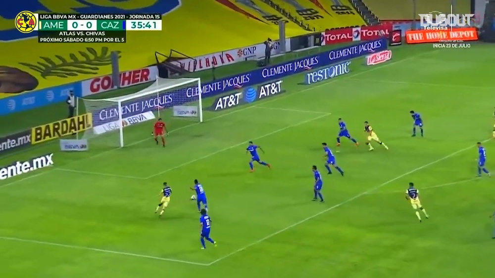 Los goles del empate entre América y Cruz Azul. DUGOUT/Televisa
